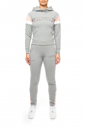 Trapstar 3D Embroidered Irongate Arch Women's Tracksuits Grey / Pink / White USA | 12TWQUEZL