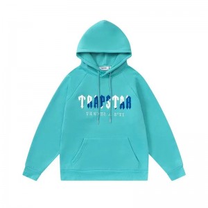 Trapstar Blue Logo Men's Hoodies Turquoise USA | 14QBRKFEP