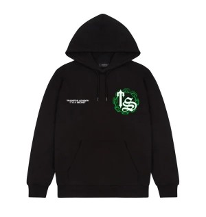 Trapstar Chain Script Men's Hoodies Black / Green USA | 69AKZHWGN