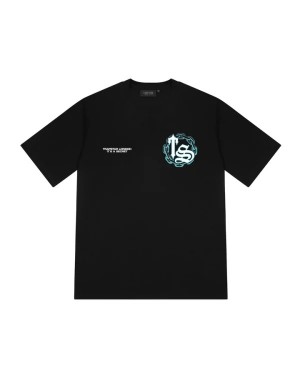 Trapstar Chain Script Men's T-Shirts Blackteal USA | 94ALYOJGW