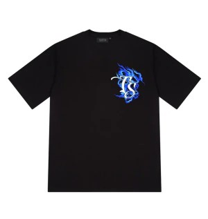 Trapstar Chrome Flame Ss23 Men's T-Shirts Black USA | 02BFSXJLR