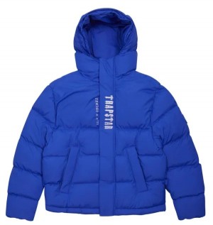 Trapstar Decoded 2.0 Hooded Men's Puffer Jackets Dazzling Blue USA | 80WUKJTPC