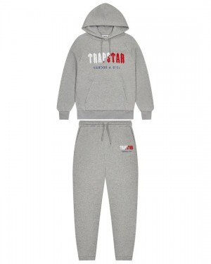 Trapstar Decoded Chenille Hooded Men's Tracksuits Grey USA | 02EXZFMDN