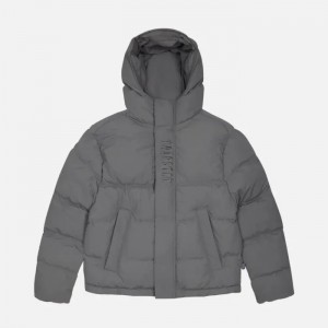 Trapstar Decoded Hooded Padded Men's Puffer Jackets Grey USA | 05ILPYQUG