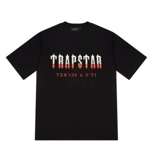 Trapstar Decoded Men's T-Shirts Black Red USA | 56XZMVRWL