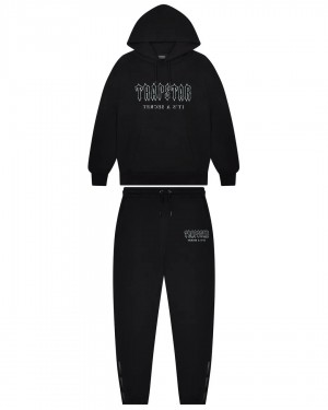 Trapstar Decoded Solid Chenille Hooded Men's Tracksuits Black USA | 90ANXGHVY