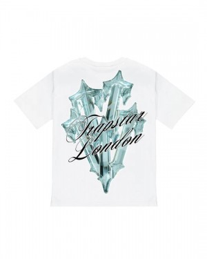 Trapstar Diamond In The Rough 2.0 Men's T-Shirts White USA | 71ILAPGOK