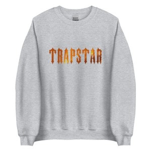 Trapstar Fire Logo Men's Sweatshirts Grey USA | 07APDTJZK