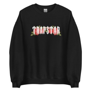 Trapstar Flowers Men's Sweatshirts Black USA | 01PTGKVSC