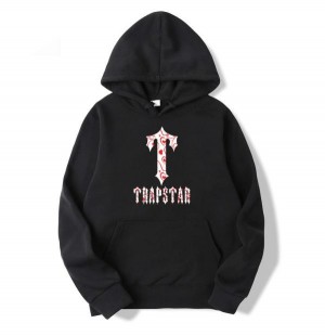 Trapstar Flowers Pattern Men's Hoodies Black USA | 61XQVKYWE