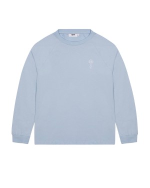 Trapstar Foundation LS Men's T-Shirts Light Blue USA | 38LSVBREK