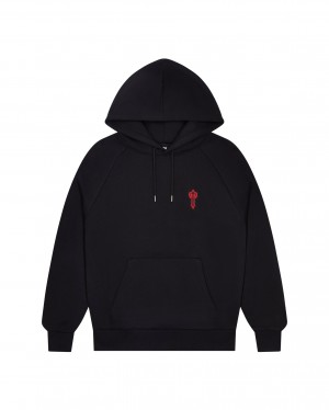 Trapstar Foundation Men's Hoodies Black / Red USA | 01PSQHMCD