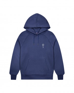 Trapstar Foundation Men's Hoodies Blue USA | 05GJNPMES