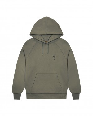 Trapstar Foundation Men's Hoodies Khaki USA | 04ACDBOKX