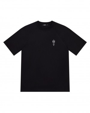 Trapstar Foundation Men's T-Shirts Black USA | 91OZGPIKS