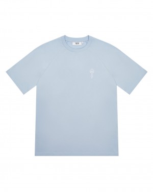 Trapstar Foundation Men's T-Shirts Light Blue USA | 73ZKQMDPN