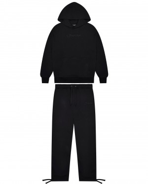 Trapstar Hyperdrive Embroidered Men's Tracksuits Black USA | 93WCKEQMF