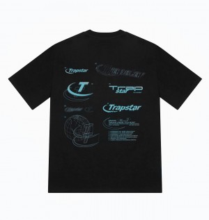 Trapstar Hyperdrive Odyssey Men's T-Shirts Black USA | 72EUDGIVJ