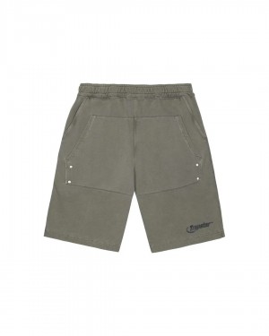 Trapstar Hyperdrive Reinforced Rivet Men's Shorts Olive USA | 86LPNUYTG