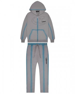 Trapstar Hyperdrive Zip Through Men's Tracksuits Grey USA | 78RSHXKFO