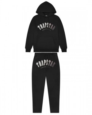 Trapstar Irongate Arch Its A Secret Hooded Gel Men's Tracksuits Black / White USA | 89DZRTKIQ