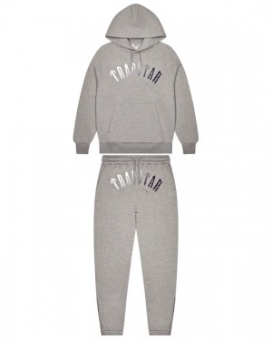 Trapstar Irongate Arch It’s A Secret Hooded Gel Men's Tracksuits Grey / White USA | 02AIRNFOY