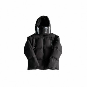 Trapstar Irongate Collar Men's Puffer Jackets Black / White USA | 95HNXUSPQ