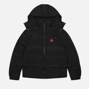 Trapstar Irongate Detachable Hooded Men's Puffer Jackets Black USA | 95HKTAPNR