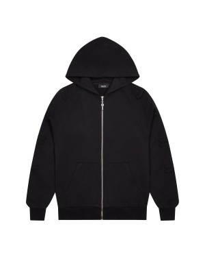 Trapstar Irongate Patchwork Zip Men's Hoodies Black USA | 47CMEGVZP