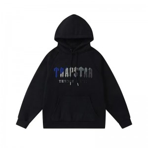 Trapstar It’s A Secret Blue-Gray Logo Men's Hoodies Black USA | 24OWZMPRB