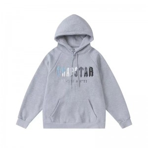 Trapstar It’s A Secret Blue-Gray Logo Men's Hoodies Grey USA | 58QEUTRDF