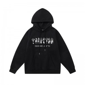 Trapstar It’s A Secret Gray Logo Men's Hoodies Black USA | 63VUIXGLM