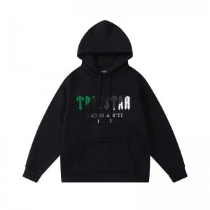 Trapstar It’s A Secret Green-Gray Logo Men's Hoodies Black USA | 72NCUVPOS