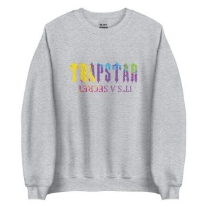 Trapstar It’s A Secret Paint Pattern Men's Sweatshirts Grey USA | 46ZMYXSNL