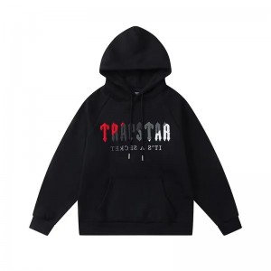 Trapstar It’s A Secret Red-Gray Logo Men's Hoodies Black USA | 82ELZYVHI