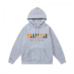 Trapstar It’s A Secret Yellow Logo Men's Hoodies Grey USA | 87ILYDEMO