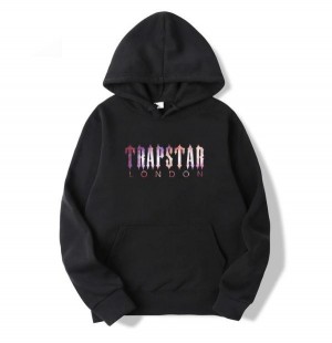 Trapstar London Galaxy Men's Hoodies Black USA | 75TXDPFHK