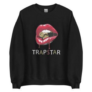 Trapstar Red Lips Men's Sweatshirts Black USA | 80LDQPZCW