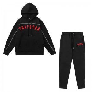 Trapstar Red Logo Men's Tracksuits Black USA | 13GUPERXA