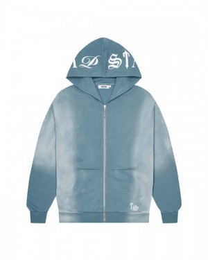 Trapstar Script Men's Hoodies Blue USA | 18ULBNGOP