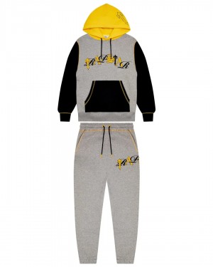 Trapstar Script Men's Tracksuits Grey / Yellow USA | 47EOSXFYI