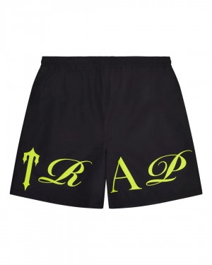 Trapstar Script Shell Men's Shorts Black USA | 02OWSPBUH