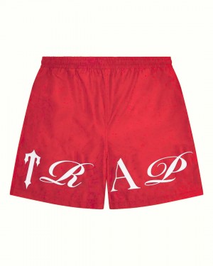 Trapstar Script Shell Men's Shorts Red / White USA | 09GYFQMEU