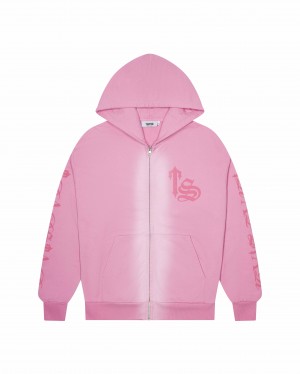 Trapstar Script Spray Men's Hoodies Pink USA | 61UODSLIK