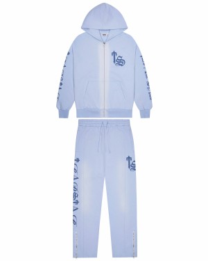 Trapstar Script Spray Men's Tracksuits Blue USA | 30IVTCHUL