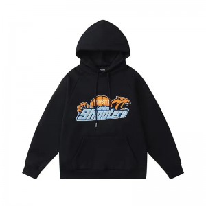 Trapstar Shooters Orange Logo Men's Hoodies Black USA | 38NFCHEVM