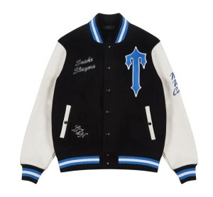 Trapstar Snake Slayers Varsity Men's Jackets Black / White USA | 73TOPSDEJ