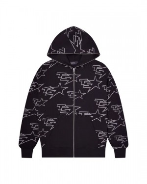 Trapstar Star All Over Men's Hoodies Black USA | 31CPISAUO