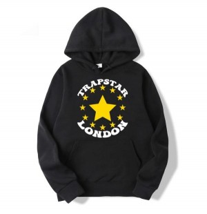 Trapstar Stars London Men's Hoodies Black USA | 80WQJNROC