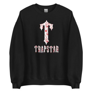 Trapstar T-For Hearts Men's Sweatshirts Black USA | 08XEKWFTD